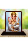 Car Desk/Table Top Lord Ganesha Wooden Photo Stand 3x4 Inches, Compact & Stylish Spiritual Display For Car, Home & Office (Pack Of 1) (F14264)
