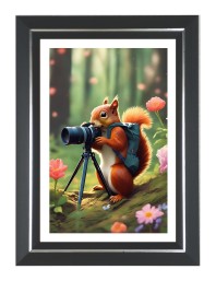 Squirrel Photo Wall & Table Frame | 10x14 Inch Black Designer | Perfect For Gifting & Home Decor (F9571)