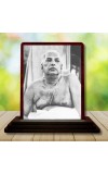 Car Desk/Table Top Sri Sri Thakur Anukulchandra Wooden Photo Stand 3x4 Inches, Compact & Stylish Spiritual Display For Car, Home & Office (Pack Of 1) (F14643)