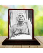 Car Desk/Table Top Sri Sri Thakur Anukulchandra Wooden Photo Stand 3x4 Inches, Compact & Stylish Spiritual Display For Car, Home & Office (Pack Of 1) (F14643)
