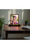 Car Desk/Table Top Lord Krishna Wooden Photo Stand 3x4 Inches, Compact & Stylish Spiritual Display For Car, Home & Office (Pack Of 1) (F14457)