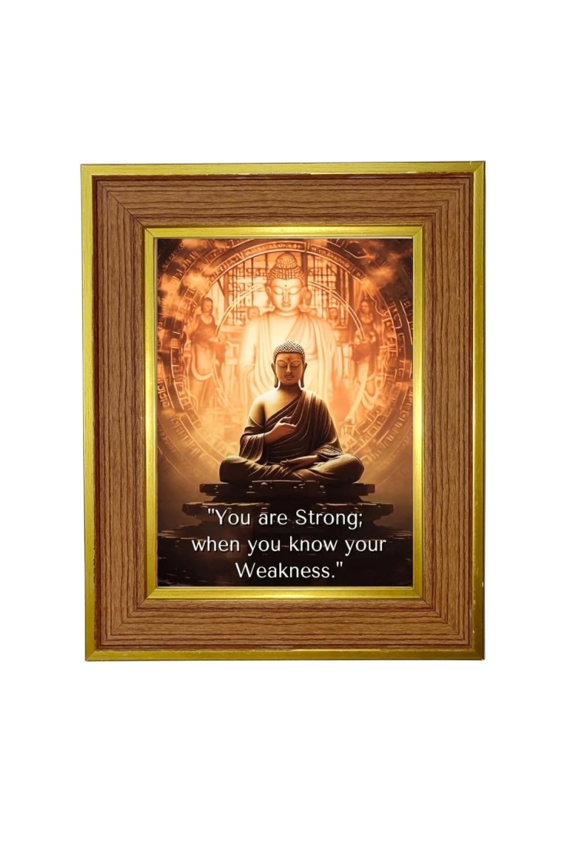 Buddha Photo Frame 10x14 Inches-Brown Wooden Frame For Home, Office & Temple Decoration And Gifting (F6321)