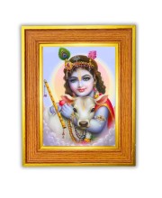 Krishna Balgopal Nandgopal Photo Frame 10x14 Inches-Brown Wooden Frame For Home, Office & Temple Decoration And Gifting (F6476)