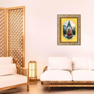 Devi Durga Spiritual Guru Digital Photo In Designer Frame, Size 8x12 Inch | Hindu Religious Picture For Home Temple, Office & Gift | Wall Art & Pooja Decor (F10400)