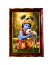 Lord Little Krishna Photo Frame For Wall & Table | 7x9 Inch Golden Cherry Finish | Decorative Lord Little Krishna Photo Frame For Home, Office & Pooja Room (F11775)