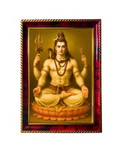 Lord Shiva Photo Frame For Wall & Table | 7x9 Inch Golden Cherry Finish | Decorative Lord Shiva Photo Frame For Home, Office & Pooja Room (F11807)
