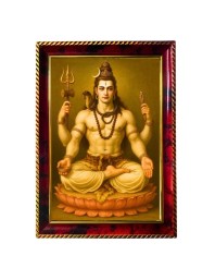Lord Shiva Photo Frame For Wall & Table | 7x9 Inch Golden Cherry Finish | Decorative Lord Shiva Photo Frame For Home, Office & Pooja Room (F11807)