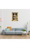 Divine Krishna And Radha Golden Photo Frame - 10x14 Inches | Elegant Wooden Frame For Home, Office & Temple Decoration | Spiritual Wall & Table Decor and Gift Item