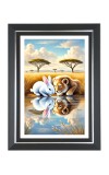 Lion Cub And A Rabbit Photo Wall & Table Frame | 10x14 Inch Black Designer | Perfect For Gifting & Home Decor (F9647)