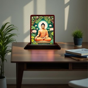Car Desk/Table Top God Buddha Wooden Photo Stand 3x4 Inches, Compact & Stylish Spiritual Display For Car, Home & Office (Pack Of 1) (F14572) Car Desk/Table Top God Buddha Wooden Photo Stand 3x4 Inches, Compact & Stylish Spiritual Display For Car, Home & Office (Pack Of 1) (F14572)