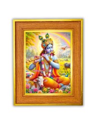 Shree Krishna Photo Frame 16x20 Inches-Brown Wooden Frame For Home, Office & Temple Decoration And Gifting (F6490)