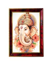 Lord Ganesha Photo Frame For Wall & Table | 7x9 Inch Golden Cherry Finish | Decorative Lord Ganesha Photo Frame For Home, Office & Pooja Room (F11666)