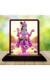 Car Desk/Table Top Lord Krishna Wooden Photo Stand 3x4 Inches, Compact & Stylish Spiritual Display For Car, Home & Office (Pack Of 1) (F14385)