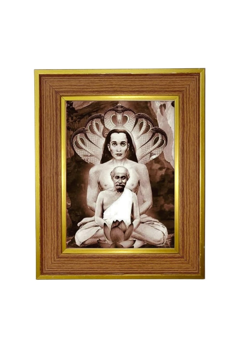 Yogi Guru Photo Frame 18x22 Inches-Brown Wooden Frame For Home, Office & Temple Decoration And Gifting (F6282)