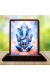 Car Desk/Table Top Lord Ganesha Wooden Photo Stand 3x4 Inches, Compact & Stylish Spiritual Display For Car, Home & Office (Pack Of 1) (F14491)