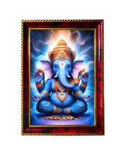Lord Ganesha Photo Frame For Wall & Table | 7x9 Inch Golden Cherry Finish | Decorative Lord Ganesha Photo Frame For Home, Office & Pooja Room (F11850)
