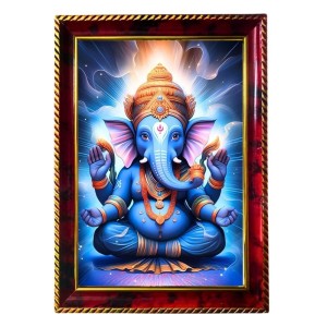 Lord Ganesha Photo Frame For Wall & Table | 7x9 Inch Golden Cherry Finish | Decorative Lord Ganesha Photo Frame For Home, Office & Pooja Room (F11850)
