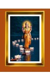 Mata Lakhsmi Golden Photo Frame - 16x20 Inches | Elegant Wooden Frame For Home, Office & Temple Decoration | Spiritual Wall & Table Decor And Gift Item (F9728)