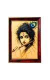 Lord Krishna Photo Frame For Wall & Table | 7x9 Inch Golden Cherry Finish | Decorative Lord Krishna Photo Frame For Home, Office & Pooja Room (F11861)