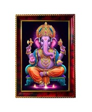 Lord Ganesha Photo Frame For Wall & Table | 7x9 Inch Golden Cherry Finish | Decorative Lord Ganesha Photo Frame For Home, Office & Pooja Room (F11626)