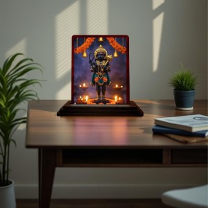 Car Desk/Table Top Lord Hanuman Wooden Photo Stand 3x4 Inches, Compact & Stylish Spiritual Display For Car, Home & Office (Pack Of 1) (F15057) Car Desk/Table Top Lord Hanuman Wooden Photo Stand 3x4 Inches, Compact & Stylish Spiritual Display For Car, Home & Office (Pack Of 1) (F15057)