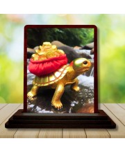 Car Desk/Table Top Feng Shui Vastu Tortoise Wooden Photo Stand 3x4 Inches, Compact & Stylish Spiritual Display For Car, Home & Office (Pack Of 1) (F14576)