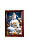 Serene Buddha Photo Frame For Wall & Table | 7x9 Inch Golden Cherry Finish | Decorative Serene Buddha Photo Frame For Home, Office & Pooja Room (F11855)