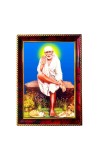 Lord Saibaba Photo Frame For Wall & Table | 7x9 Inch Golden Cherry Finish | Decorative Lord Saibaba Photo Frame For Home, Office & Pooja Room (F11818)
