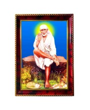 Lord Saibaba Photo Frame For Wall & Table | 7x9 Inch Golden Cherry Finish | Decorative Lord Saibaba Photo Frame For Home, Office & Pooja Room (F11818)