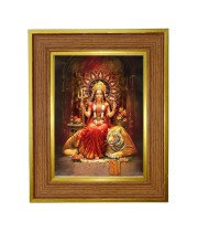 Godess Durga Photo Frame 10x14 Inches-Brown Wooden Frame For Home, Office & Temple Decoration And Gifting (F6260)
