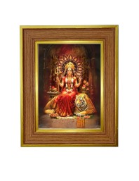 Godess Durga Photo Frame 10x14 Inches-Brown Wooden Frame For Home, Office & Temple Decoration And Gifting (F6260)