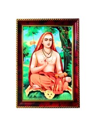 Adi Shankaracharya Photo Frame For Wall & Table | 7x9 Inch Golden Cherry Finish | Decorative Adi Shankaracharya Photo Frame For Home, Office & Pooja Room (F11354)