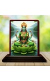 Car Desk/Table Top Goddess Lakshmi Wooden Photo Stand 3x4 Inches, Compact & Stylish Spiritual Display For Car, Home & Office (Pack Of 1) (F14237)