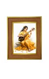 Goddess Saraswati, Photo Frame 10x14 Inches-Brown Wooden Frame For Home, Office & Temple Decoration And Gifting (F6419)