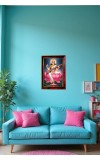 Goddess Saraswati Photo Frame For Wall & Table | 7x9 Inch Golden Cherry Finish | Decorative Goddess Saraswati Photo Frame For Home, Office & Pooja Room (F11918)