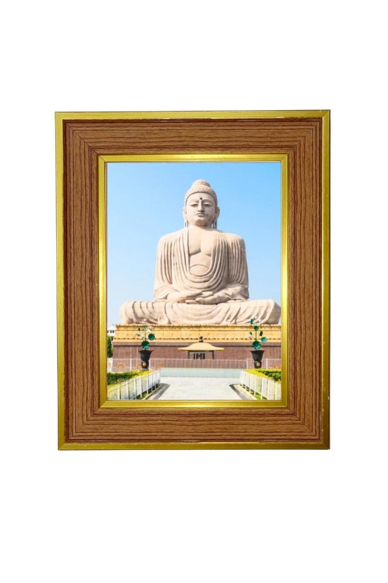 Bodh Gaya Photo Frame 10x14 Inches-Brown Wooden Frame For Home, Office & Temple Decoration And Gifting (F6349)