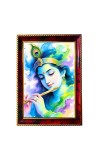 Lord Krishna Photo Frame For Wall & Table | 7x9 Inch Golden Cherry Finish | Decorative Lord Krishna Photo Frame For Home, Office & Pooja Room (F11757)