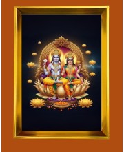 Golden Photo Frame - 10x14 Inches | Elegant Wooden Frame For Home, Office & Temple Decoration | Spiritual Wall & Table Decor and Gift Item