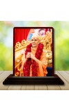 Car Desk/Table Top Mahant Swami Maharaj Wooden Photo Stand 3x4 Inches, Compact & Stylish Spiritual Display For Car, Home & Office (Pack Of 1) (F14142)