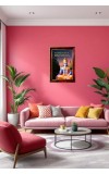 Lord Krishna With Quote Photo Frame For Wall & Table | 7x9 Inch Golden Cherry Finish | Decorative Lord Krishna With Quote Photo Frame For Home, Office & Pooja Room (F11391)