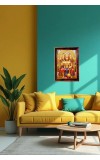 Jay Hanuman Photo Frame For Wall & Table | 7x9 Inch Golden Cherry Finish | Decorative Jai Hanuman Photo Frame For Home, Office & Pooja Room (F11898)
