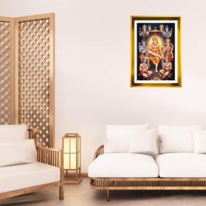 Shirdi Sai Baba Golden Photo Frame - 12x16 Inches | Elegant Wooden Frame For Home, Office & Temple Decoration | Spiritual Wall & Table Decor And Gift Item (F9694)