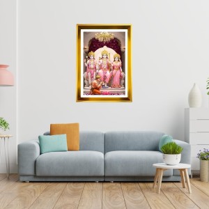 Lord Ram, Sita, Lord Lakhsmana,Lord Hanuman Golden Photo Frame - 18x22 Inches | Elegant Wooden Frame For Home, Office & Temple Decoration | Spiritual Wall & Table Decor And Gift Item (F9700)
