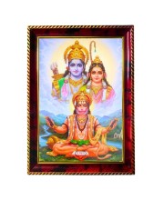 Lord Rama And Sita And Hanuman Photo Frame For Wall & Table | 7x9 Inch Golden Cherry Finish | Decorative Lord Rama And Sita And Hanuman Photo Frame For Home, Office & Pooja Room (F11387)