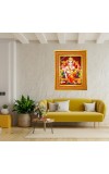 Lord Ganesha Photo Frame 10x14 Inches-Brown Wooden Frame For Home, Office & Temple Decoration And Gifting (F6493)
