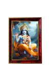 Lord Krishna Photo Frame For Wall & Table | 7x9 Inch Golden Cherry Finish | Decorative Lord Krishna Photo Frame For Home, Office & Pooja Room (F11466)