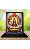 Car Desk/Table Top Lord Shiva Wooden Photo Stand 3x4 Inches, Compact & Stylish Spiritual Display For Car, Home & Office (Pack Of 1) (F14269)
