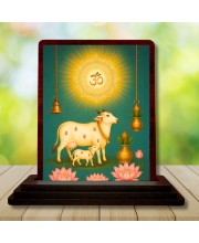 Car Desk/Table Top Gomatha Wooden Photo Stand 3x4 Inches, Compact & Stylish Spiritual Display For Car, Home & Office (Pack Of 1) (F14550)