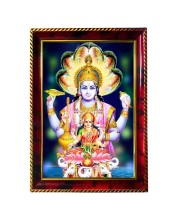 Lakshmi Narayana Photo Frame For Wall & Table | 7x9 Inch Golden Cherry Finish | Decorative Lakshmi Narayana Photo Frame For Home, Office & Pooja Room (F11809)