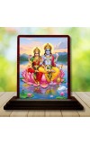 Car Desk/Table Top Lord Vishnu Laxmi Wooden Photo Stand â€“ 3x4 Inches, Compact & Stylish Spiritual Display For Car, Home & Office (Pack Of 1) (F15108)